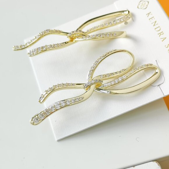 Sasha Gold White Crystal Statement Earrings by Kendra Scott - Picture 2 of 3